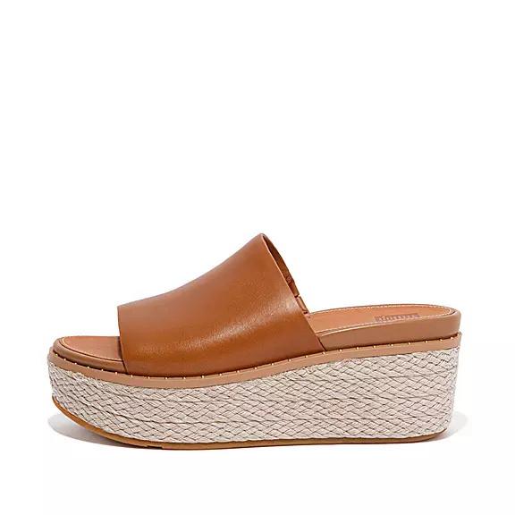 FitFlop Dámská Pantofle Světle Hnědé - ELOISE Espadrille Kůže Wedge Pantofle CZ-865742